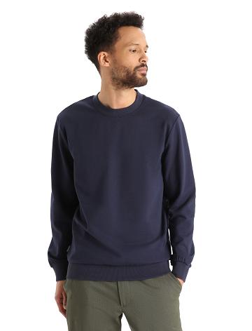 Men's Icebreaker Merino Central II Long Sleeve Sweatshirt Hoodie Midnight Navy | CA 1672ILHS